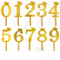 Pas cher 10pcs Pack Nouveau Numéro d'Or Joyeux Anniversaire Gâteau Topper Acrylique Numéro Gâteau Topper Dessert Table Gâteau Décoration