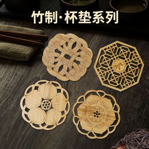 Posavasos de bambú con forma de flor, resistentes al calor, para tazas y teteras - Product Image 3