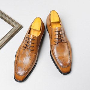 Zapatos de cuero casuales de lujo y a la moda para hombre, para bodas, negocios, oficina, banquetes, con cordones. - Product Image 5