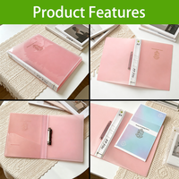 Porte-documents robuste en carton à double trou, grand format A4, rose, pour bureau, classeur à levier