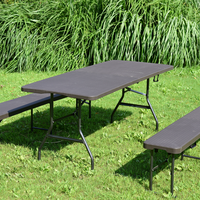 Table de jardin Offre Spéciale 6FT rotin noir pliant robuste restauration extérieur chevalet fête Table pliante en plastique Portable