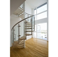 Tangga Spiral Baja Anti Karat Desain Modern Tangga Spiral Dalam Ruangan Mewah Anak Tangga Kayu Kustom