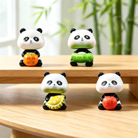 Figurine de panda porte-bonheur en résine solide, tête oscillante, statue de panda mignonne pour bureau, voiture, charme porte-bonheur chinois, cadeaux