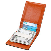 Penjepit Uang Kulit Asli Anti RFID, Dompet Lipat Tipis, Tempat Kartu, Penjepit Uang Kertas untuk Pria