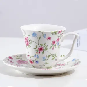 Custom Bone China Tea Cups Tubaeform Cup Saucer Tea Set Custom Logo