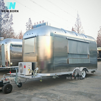 Remorque alimentaire mobile électrique à 4 roues en acier inoxydable et aluminium, équipement de restauration rapide pour glaces, bonbons, chips, équipement de restauration commercial
