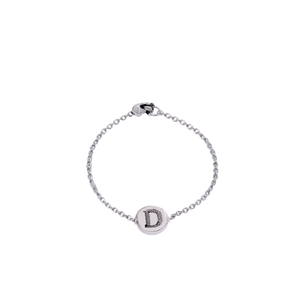 Stainless Steel Bracelet 1Cm Single Sided Letter <b>D</b> Pendant Fashion Cuff Jewelry - Product Image 2