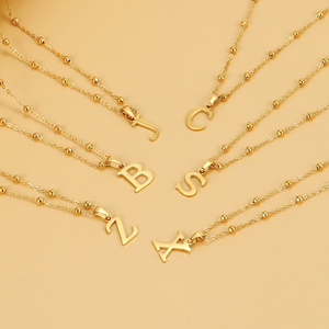 Collana con ciondolo con lettera iniziale placcata in <span class=keywords><strong>oro</strong></span> 14k Charm iniziale alla moda gioielli personalizzati alla moda regali per il giorno della donna - Product Image 3