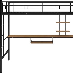 Cama alta multifuncional con mesa, estilo minimalista moderno, para apartamento dúplex pequeño, que ahorra espacio. - Product Image 3