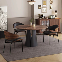 Table à manger classique haut de gamme de style rétro, table à manger en bois vintage de luxe avec petite table tournante, table à manger ronde pour la maison