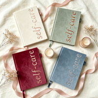 Carnet personnalisé en velours à couverture rigide, gaufré, pour la planification de la gratitude et le bien-être, idéal comme cadeau