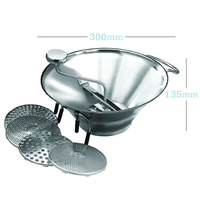 Groente-En Fruitchopper Met Mengkom Aardappelstamper Molen Roestvrijstalen Fruitgroentemolen