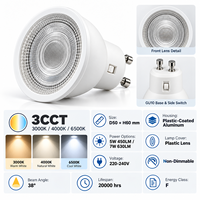 Ampoule LED GU10 en gros, projecteur LED 3 CCT 5W 7W 3000K 4000K 6500K 220-240V CE RoHS, éclairage intérieur à faisceau de 38 degrés