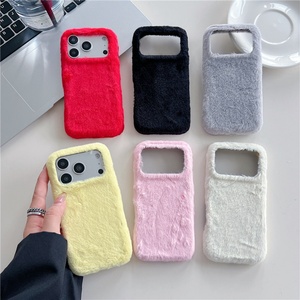 Funda de Teléfono de Felpa Peluda de Colores Sólidos para Invierno Coreano, para iPhone 17 Air 16 15 14 Pro Max, Funda de Piel para iPhone 17 Pro Max - Product Image 1