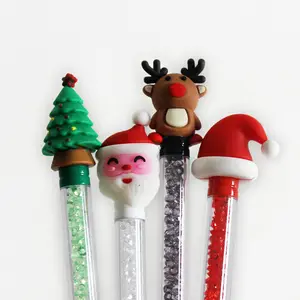 O&Q Manufacturer hot sale Christmas pen ECO friendly material glitter crystal ballpoint pen for gift stationery stores