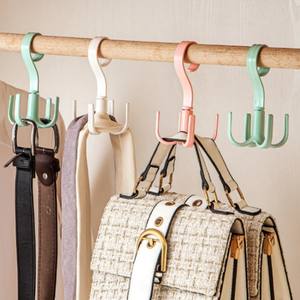 Gancho en forma de T de cuatro garras multifuncional giratorio para bufandas y bolsos, gancho de plástico engrosado para abrigos y sombreros, instalación sin taladro - Product Image 2