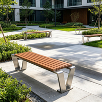 Banc de patio scolaire en métal et bois au design moderne, structure en acier inoxydable, durable, écologique, résistant à l'eau, mobilier d'extérieur pour parc