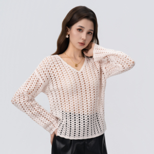 Maglione con <span class=keywords><strong>scollo</strong></span> a <span class=keywords><strong>V</strong></span> da donna con motivo floreale uncinetto abbigliamento bohémien con cappuccio - Product Image 1