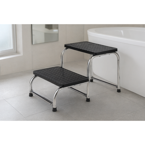 Taburete de Dos Peldaños Portátil de Acero Inoxidable, Plataforma Antideslizante para la Seguridad en el Baño de Personas Mayores - Product Image 3