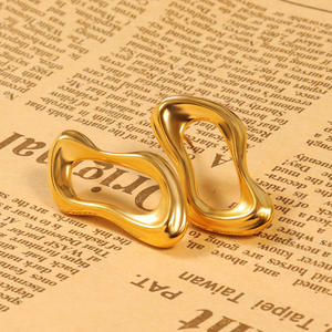 Aretes G3160 al por Mayor, Aretes de Acero Inoxidable Chapados en Oro de 18K, Aros Irregulares y Elegantes para Mujer, Joyería de Moda - Product Image 1