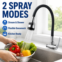 Robinet de cuisine flexible à col de cygne en acier inoxydable 201, mitigeur d'évier à double jet pour importateurs, distributeurs, fourniture OEM ODM