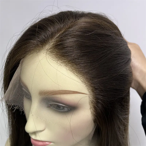Nouvelle conception, mèches brunes, cheveux russes, longue perruque française transparente, perruque juive vierge sans colle, densité 150% pour la perte de cheveux - Product Image 6