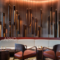 Lustre en verre suspendu ANNO Luxury Villa Branch, lumière LED en verre personnalisée pour hall d'escalier