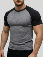 T-shirt de sport décontracté pour homme à séchage rapide, manches raglan, haut de gym respirant et anti-transpiration, impression personnalisée du logo de la marque