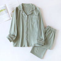 Ensemble pyjama pour femmes tendance et de haute qualité 2025, imprimé à carreaux, haut à manches longues et col rabattu, pantalon, vêtements de nuit décontractés