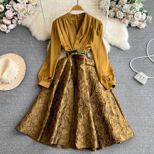 Wholesale Yellow Gold Dress - Women's Elegant Party Wear