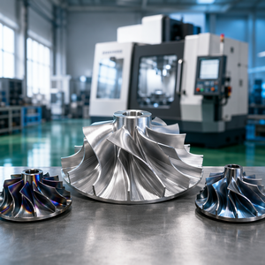 Maßgefertigtes 5-Achsen CNC-gefrästes Turbolader-Laufrad aus Titan-Aluminium für Luft- und Raumfahrt, OEM-Komponente für den weltweiten Export - Product Image 3