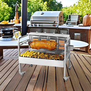 2025 nóng bán xách tay thép không gỉ 4-burner than BBQ nướng Piezo đánh lửa gấp được xây dựng trong cho Big Đảng sử dụng ngoài trời - Product Image 1