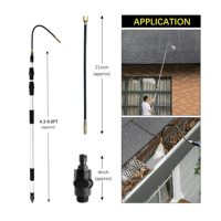 Perche télescopique 3M en aluminium pour nettoyage de gouttières, noire/jaune, réutilisable, écologique, avec interrupteur à bouton en plastique