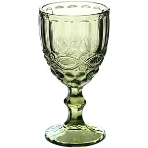 Atacado preço barato casamento vintage champanhe azul âmbar água vinho copos colorido vidro rosa goblets