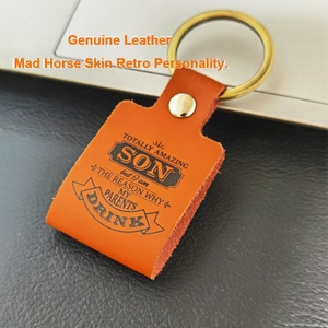 Leather Keychain Factory Laser Logo Metal and Leather Key Chain <b>Holder</b> Key Ring Custom Car Logo PU Leather Keychain - Product Image 2