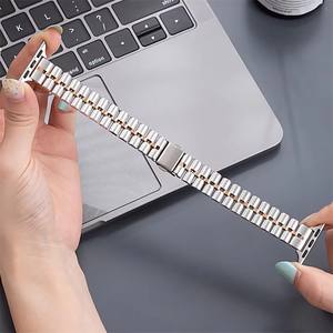 Correa Delgada de Acero Inoxidable para <span class=keywords><strong>Apple</strong></span> <span class=keywords><strong>Watch</strong></span> Ultra 2 11 9 SE 49mm 46mm 45mm 44mm 41mm 40mm, Brazalete Metálico Delgado de Lujo para Mujer con 3 Cuentas - Product Image 4
