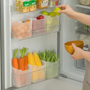 กล่องพลาสติกใสสำหรับใส่อาหารในตู้ลิ้นชักในห้องครัวอุปกรณ์จัดระเบียบตู้เย็นถังเก็บอาหาร