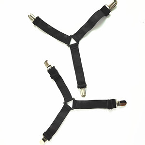 DANSKY Fixations de drap de lit élastiques ajustables personnalisées, attaches de coin en polyester pour matelas, clips pour un maintien sécurisé, noir/couleur personnalisée - Product Image 2