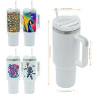 Vaso Térmico de Acero Inoxidable de 40oz con Asa, para Sublimación, Diseño de Arcoíris, con Pajita para Camping