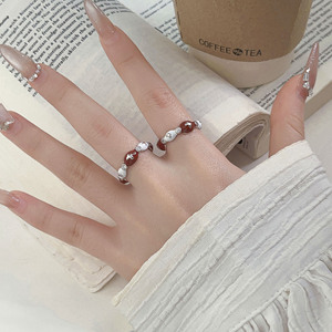 Anillo plateado Ruitai con lazo esmaltado en rojo, regalo de joyería de moda de estilo coreano para mujer - Product Image 3