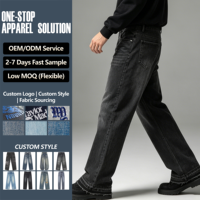 Jeans baggy personnalisés pour hommes, style vintage délavé, streetwear, denim, OEM, style HighStreet, vente en gros