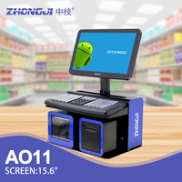 Caisse enregistreuse libre-service Zhongji AO11, système POS tout-en-un 15,6 pouces, Android OS, supermarché, RK3566/RK3676, 2 Go