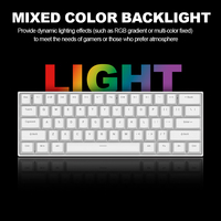 Clavier mécanique filaire USB HX-JX05 classique blanc 61 touches 60 % avec effets d'éclairage LED pour usage professionnel (vente en gros)