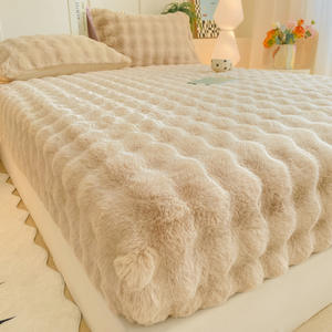 Sábanas de Lana de Conejo de Color Sólido con Elástico, Protector de Colchón Grueso y Cálido para Invierno, Sábana Ajustable de Felpa para Invierno - Product Image 2