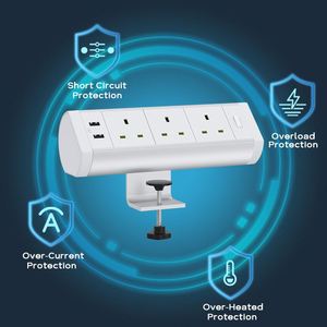 Toma de corriente de escritorio británica <span class=keywords><strong>Precio</strong></span> bajo Venta al por mayor Tomas de corriente múltiples con puerto USB Cable de extensión de 3m/9,84 pies - Product Image 5