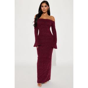 Nouvelle arrivée, style personnalisé, pull à manches longues, épaules dénudées, robe décontractée pour femmes, chaude pour l'hiver - Product Image 2