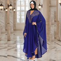 Robe élégante de luxe pour l'Aïd/le mariage, robe islamique musulmane modeste, uniquement en grande taille, abaya à perles, longueur au sol, col en V, pour femmes
