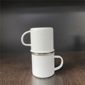 Tazas de agua esmaltadas blancas de 11oz y 12oz para sublimación, duraderas, con asa, para camping, aptas para teñir con prensa de calor - Product Image 4