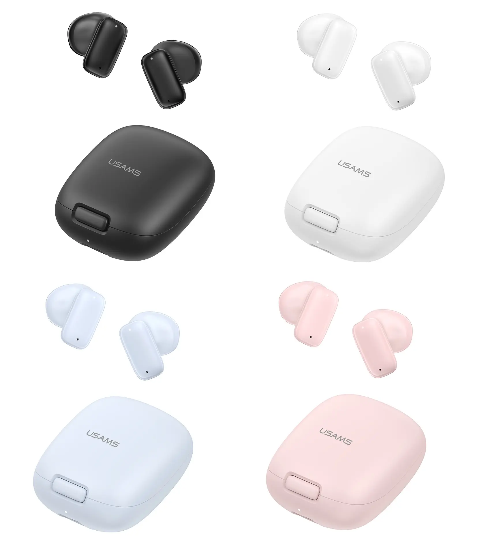 USAMS yeni tasarım otomatik Pop-out spor kulaklık 3D Stereo ses kulaklık Bluetooth 5.3 gerçek kablosuz kulaklık