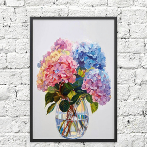 Kit de Peinture Diamant 5D Personnalisé DIY, Style Américain, <span class=keywords><strong>Toile</strong></span> Imprimée Hortensias Roses et Bleus en Vase, Point de Croix Complet, Décoration Maison - Product Image 3